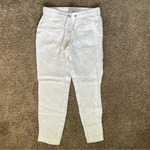 Athleta 100% Linen White Pull On Pants Tapered Beach Resort Women’s Size 2